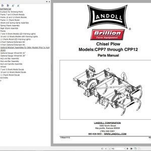 Landoll Chisel Plow CPP7 Through CPP12 Parts Manual 7D524