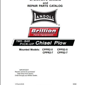 Landoll Chisel Plow CPPR2 5 to CPPS2 7 Parts Repair Operator’s Manual 9D990