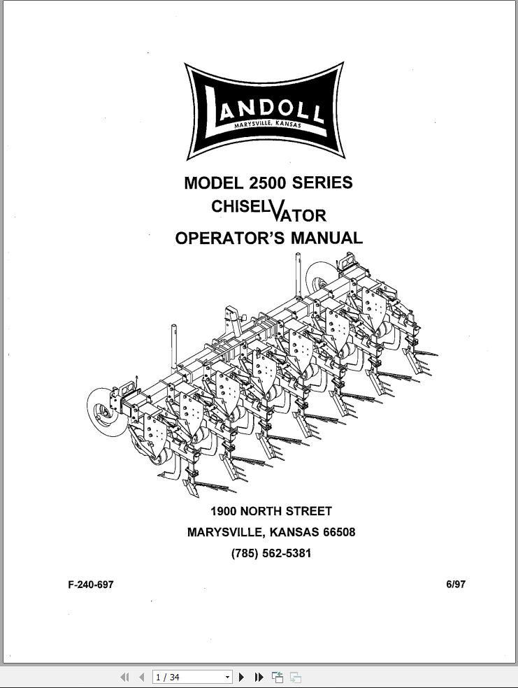 Landoll Chiselvator 2500 Series Operator’s Manual F 240 697