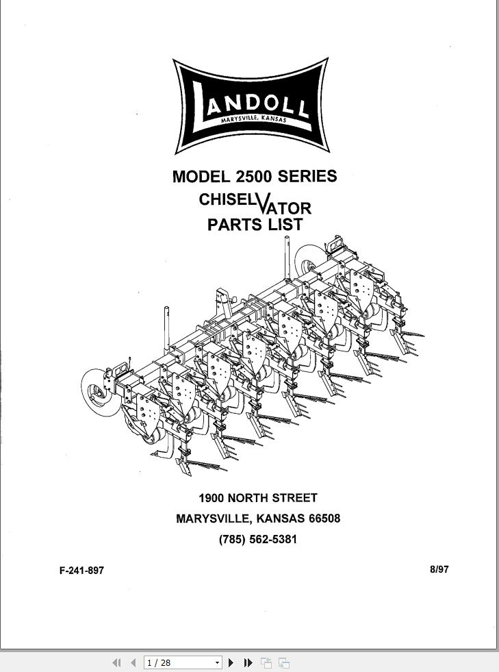 Landoll Chiselvator 2500 Series Parts List F 241 897