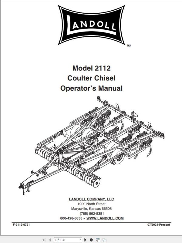 Landoll Coulter Chisel 2112 Operator’s Manual F 1102 0721