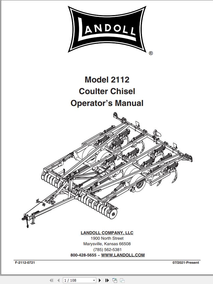 Landoll Coulter Chisel 2112 Operator’s Manual F 1102 0721