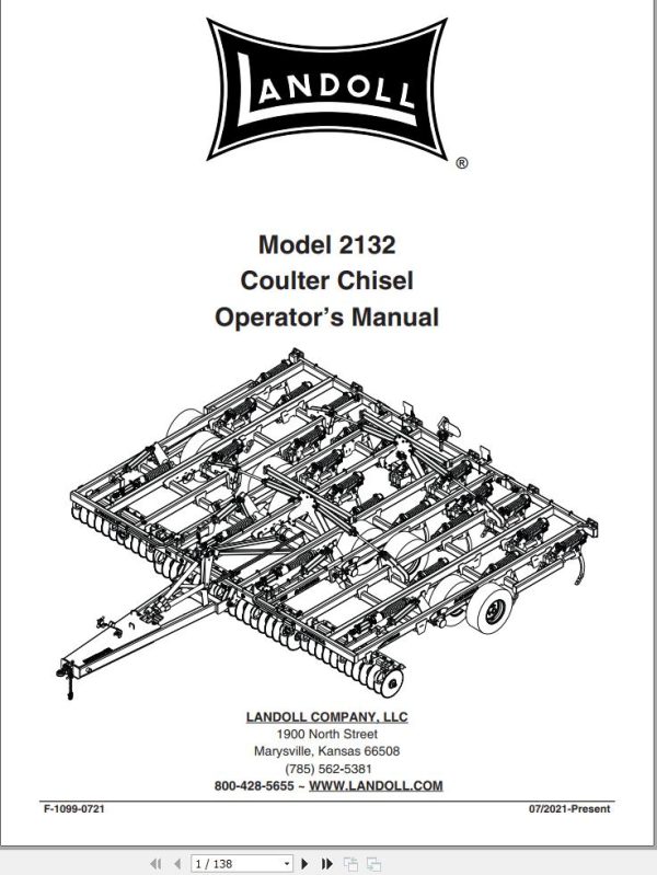 Landoll Coulter Chisel 2132 Operator’s Manual F 1099 0721