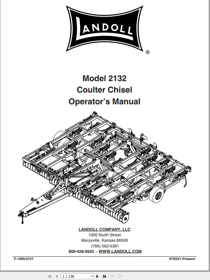 Landoll Coulter Chisel 2132 Operator’s Manual F 1099 0721
