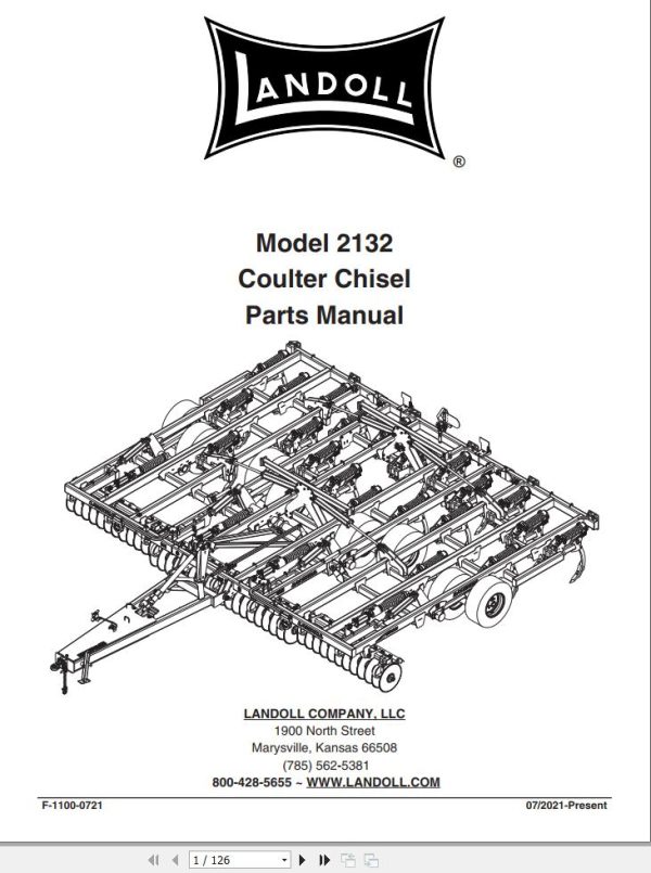 Landoll Coulter Chisel 2132 Parts Manual F 1100 0721