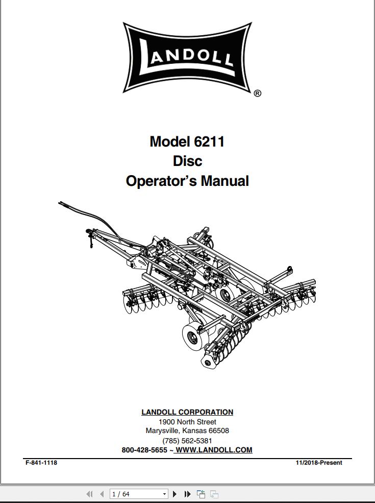 Landoll Disc 6211 Operators Manual F 841 1118