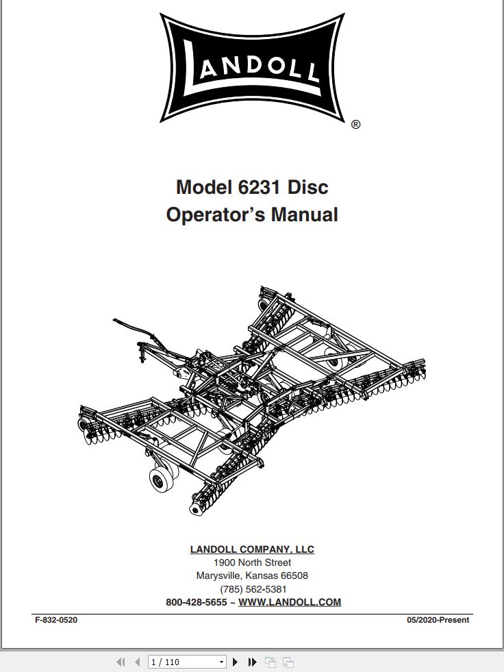 Landoll Disc 6231 Operators Manual F 832 0520