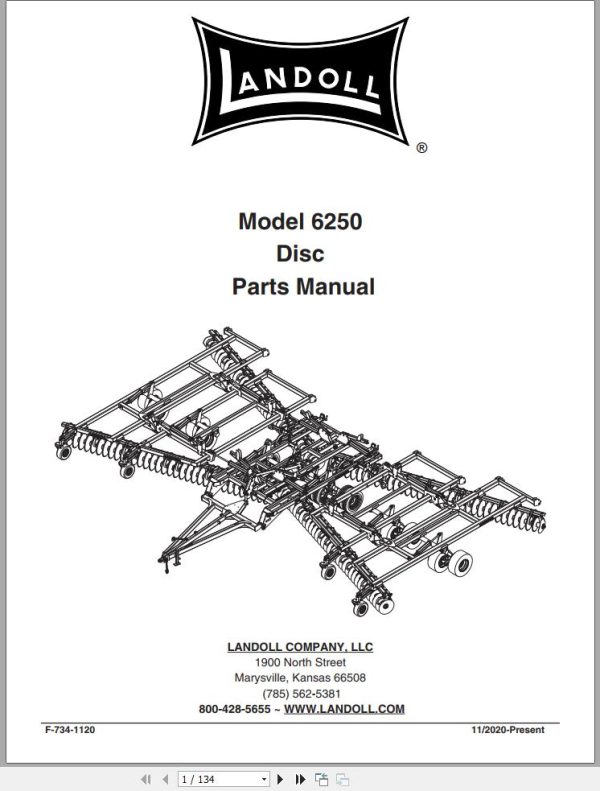 Landoll Disc 6250 Parts Manual F 1059 0820