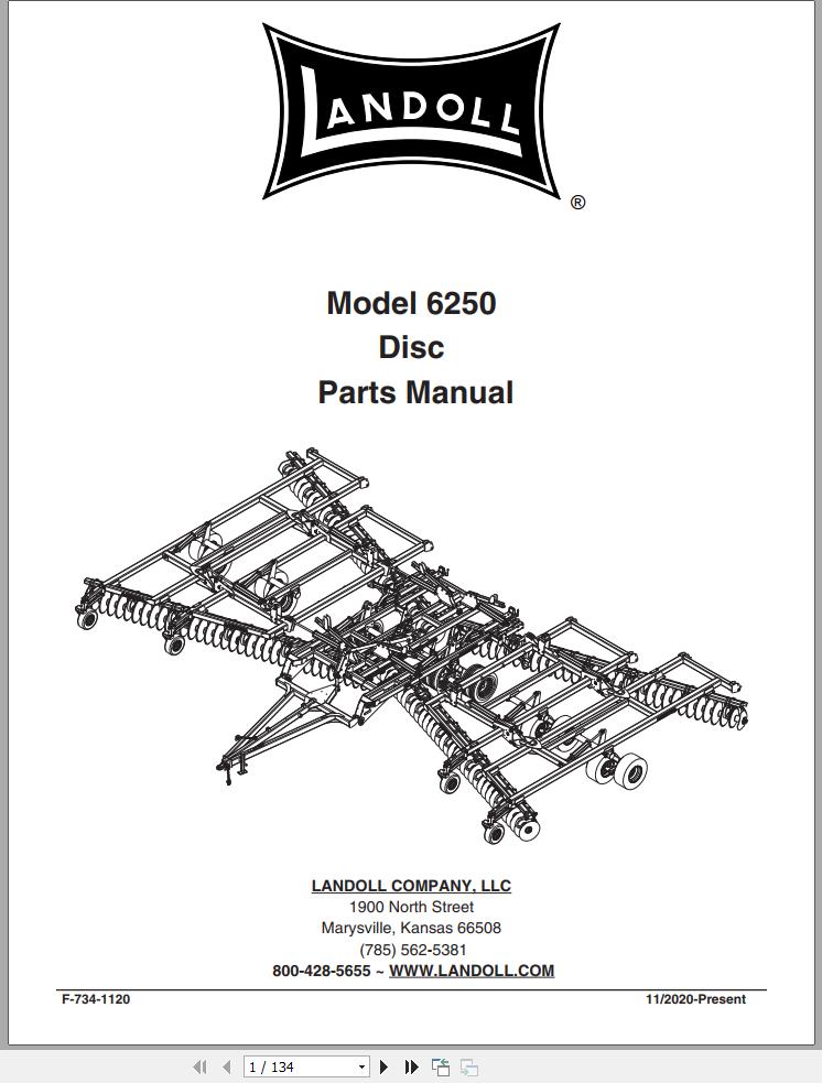 Landoll Disc 6250 Parts Manual F 1059 0820