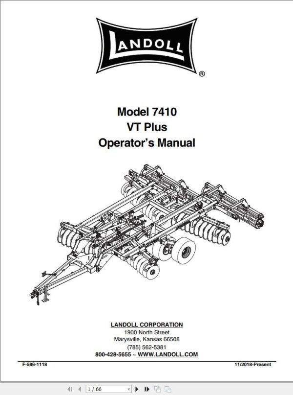 Landoll Disc 7410 VT Plus Operator’s Manual F 586 1118
