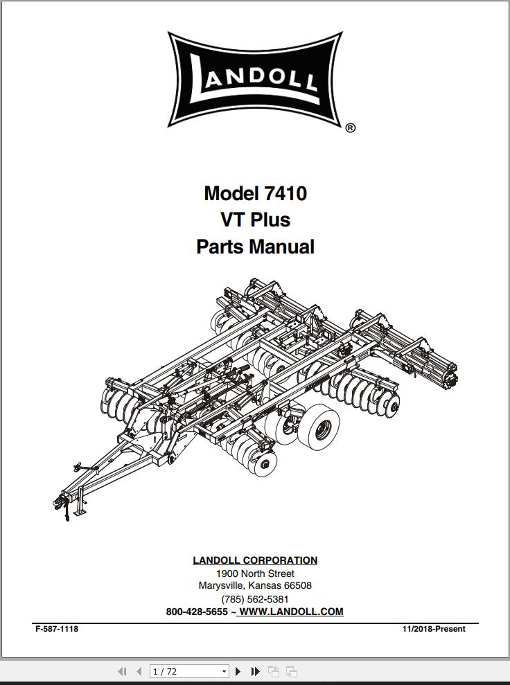 Landoll Disc 7410 VT Plus Parts Manual F 587 1118