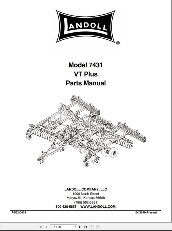 Landoll Disc 7431 VT Plus Parts Manual F 562 0420