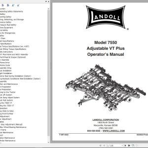 Landoll Disc 7550 Adjustable VT Plus Operators Manual F 987 0222
