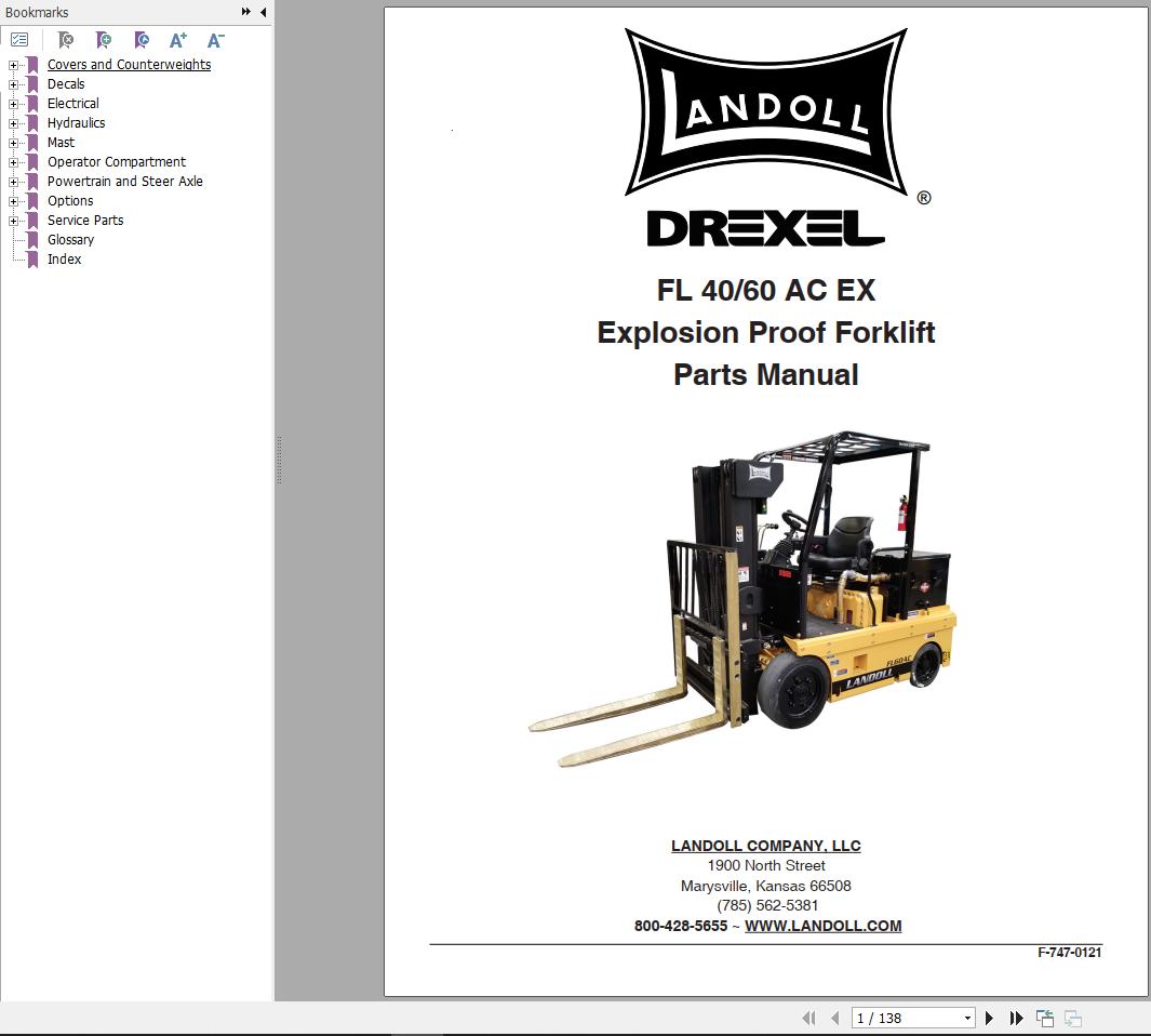 Landoll Drexel FL40ACEX FL60ACEX Maintenance Operation Parts Manual