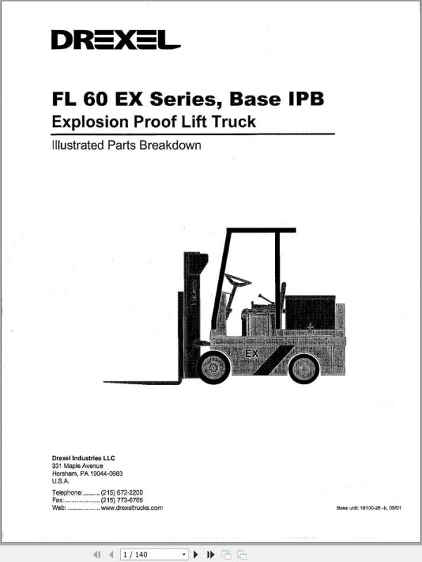 Landoll Drexel Forklift FL40EX FL60EX Parts Service Technical Operator Manual 1