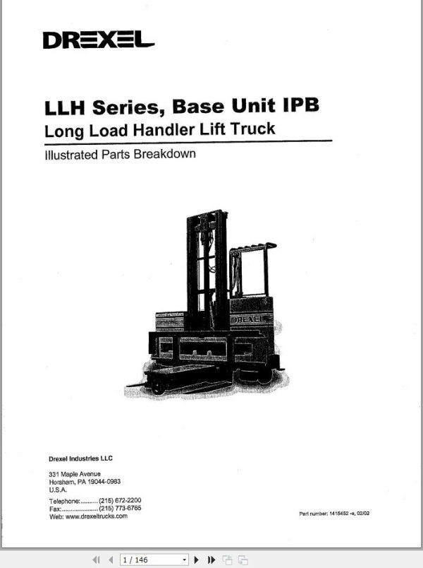 Landoll Drexel Forklift LLH Series Parts Service Maintenance Manual