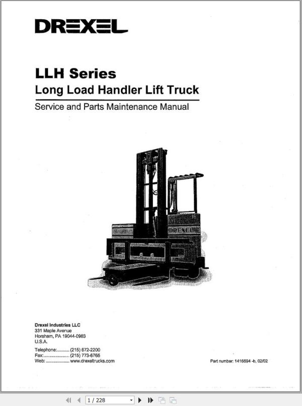 Landoll Drexel Forklift LLH Series Parts Service Maintenance Manual 1