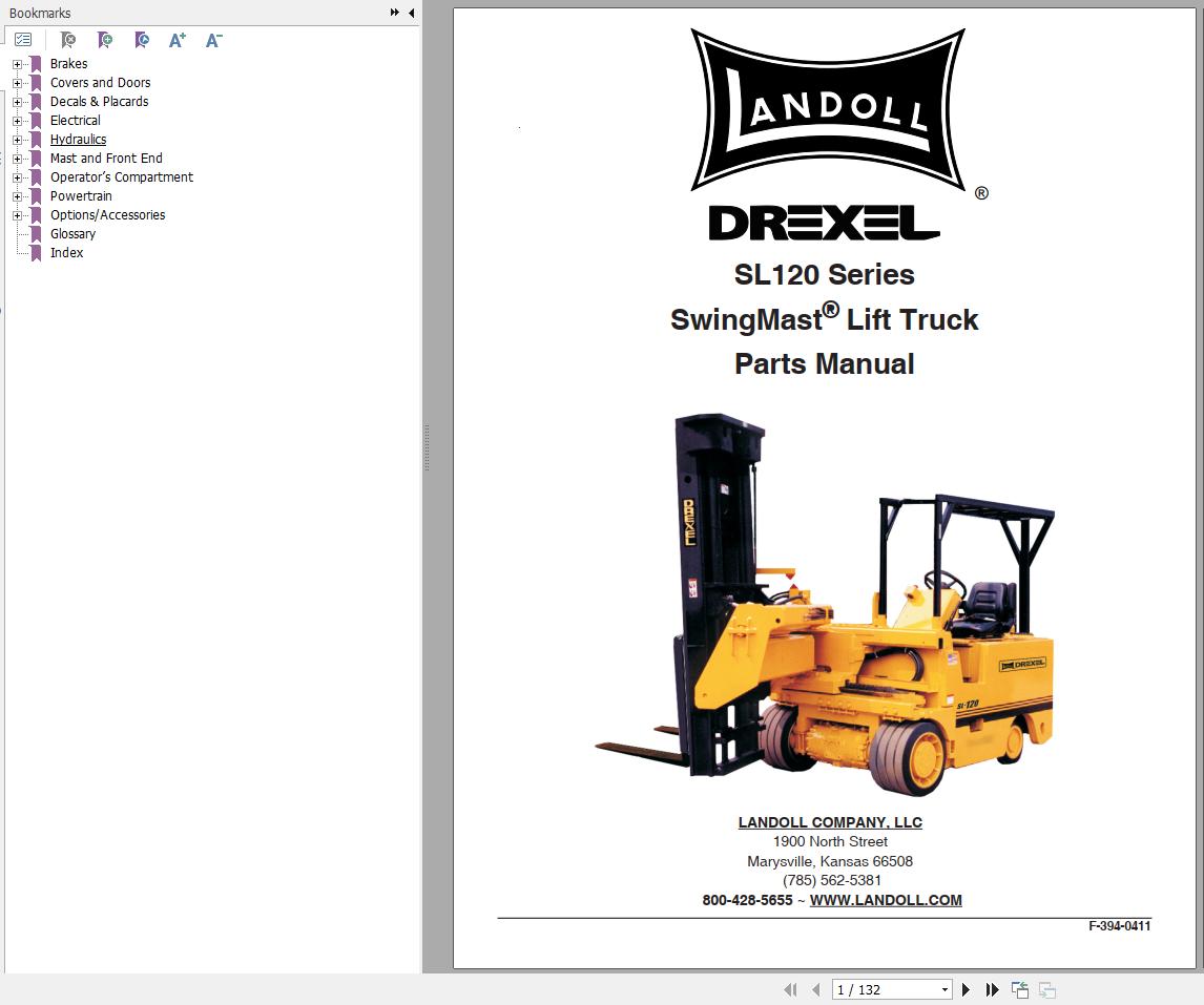 Landoll Drexel Forklift SL120 Electrical Schematic Parts Operator Manual