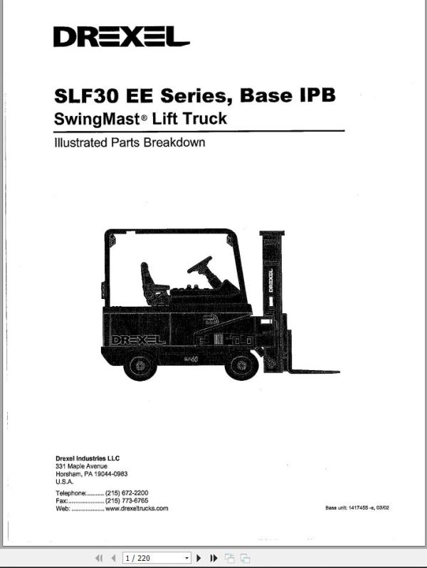 Landoll Drexel Forklift SLF Series Parts Service Manual 1