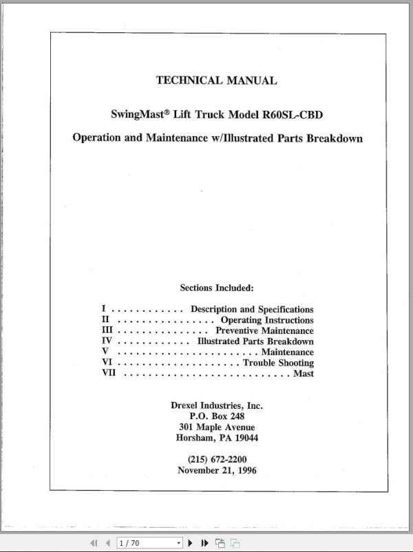 Landoll Drexel R60CBD R60SLCBD Service Technical OM PM 2