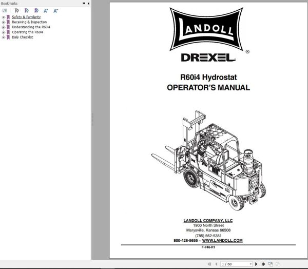 Landoll Drexel R60i4H R60i4 Parts Maintenance Operation Manual 2