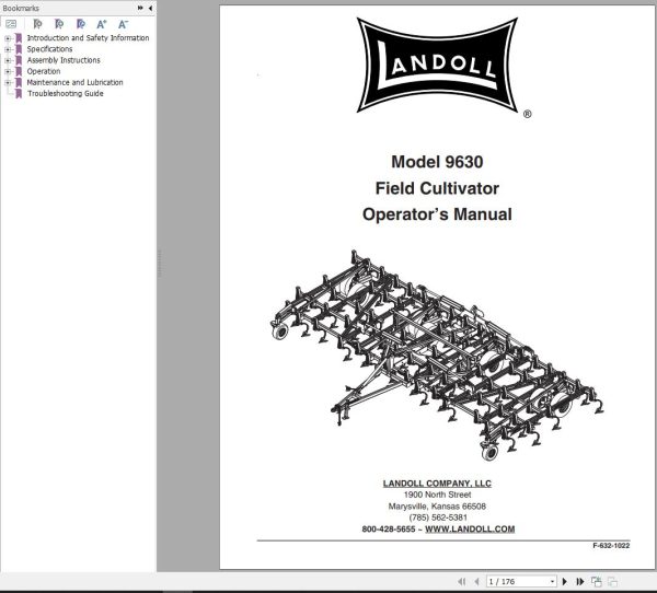 Landoll Field Cultivators 9630 Operator’s Manual F 632 1022