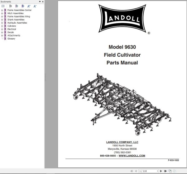 Landoll Field Cultivators 9630 Parts Manual F 633 1022