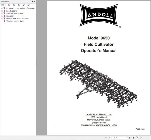 Landoll Field Cultivators 9650 Operator’s Manual F 605 1022