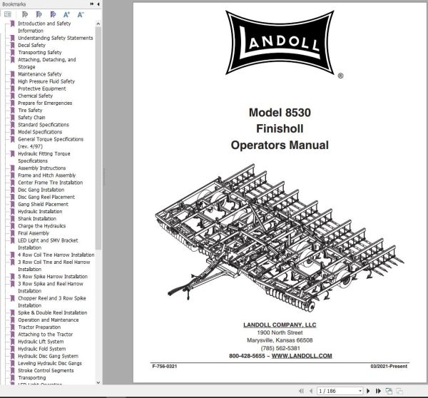 Landoll Finisholl 8530 Operator’s Manual F 756 0321