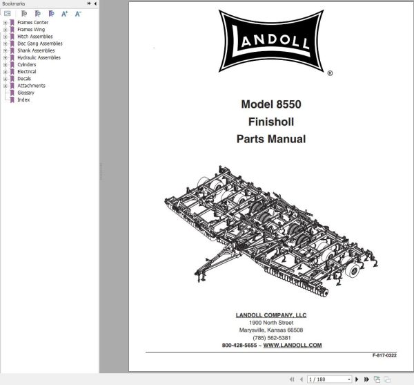 Landoll Finisholl 8550 Parts Manual F 817 0322
