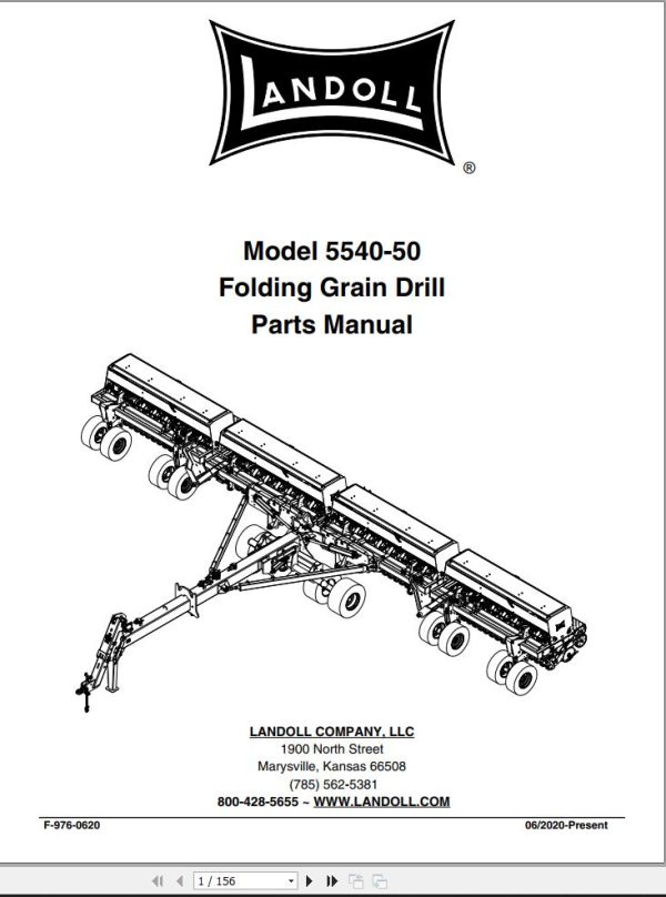 Landoll Folding Grain Drill 5540 50 Parts Manual F 976 0620