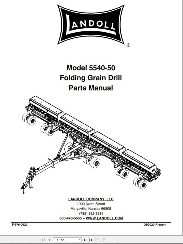 Landoll Folding Grain Drill 5540 50 Series Parts Manual F 976 0620