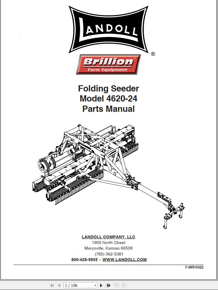 Landoll Folding Seeder 4620 24 Parts Manual F 885 0322