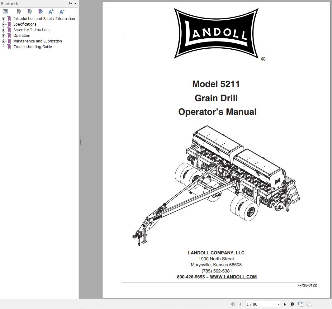 Landoll Grain Drill 5211 Operator’s Manual F 725 0122