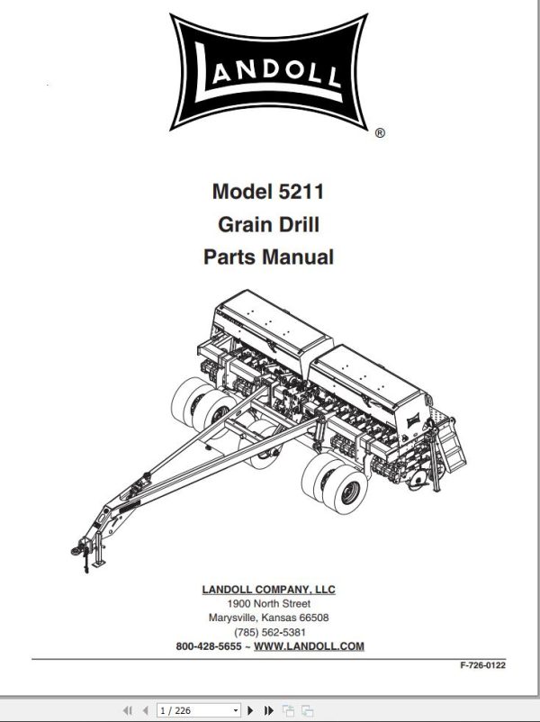Landoll Grain Drill 5211 Parts Manual F 726 0122