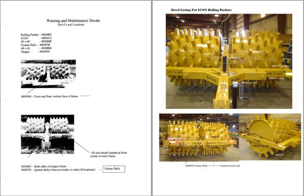 Landoll Icon Packer 4848 To 9360 Service and Parts Manual F 968 0118 1