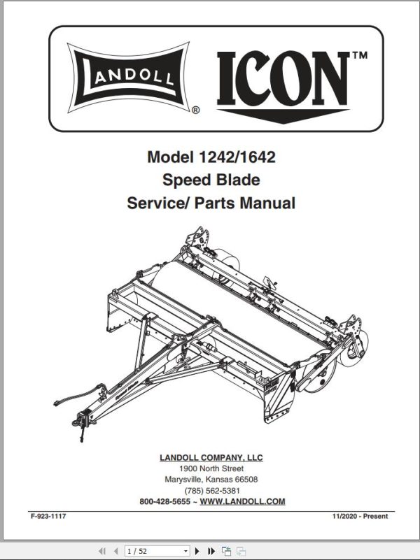 Landoll Icon Speed Blade 1242 1642 Service and Parts Manual F 923 1117