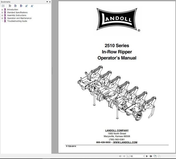 Landoll In Row Ripper 2510 Series Operator’s Manual
