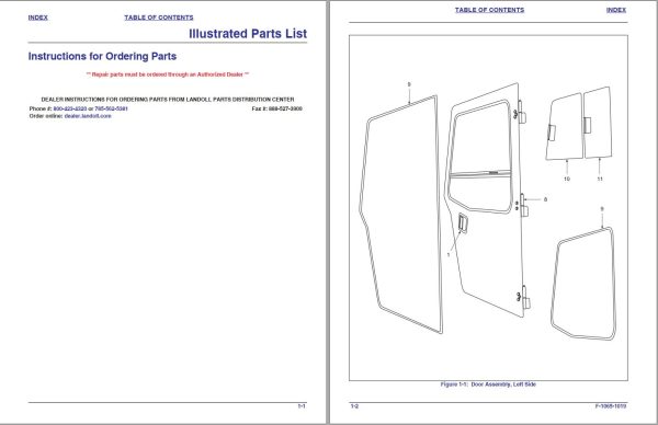 Landoll Martin Cab R60i4 R60i5 Parts Manual F 1065 1019 1