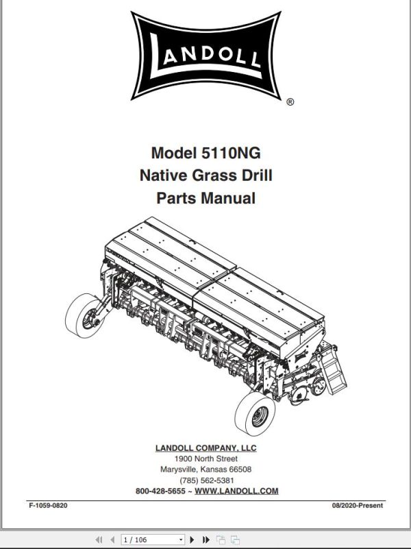 Landoll Native Grain Drill 5110NG Parts Manual F 1059 0820