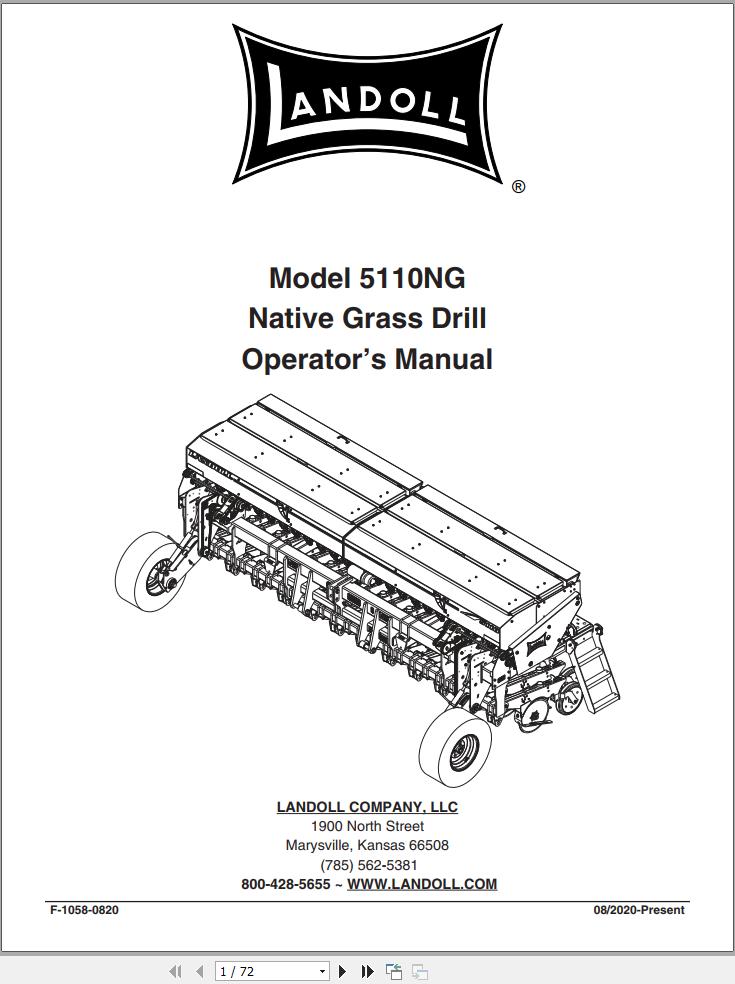 Landoll Native Grass Drill 5110NG Operators Manual F 1058 0820
