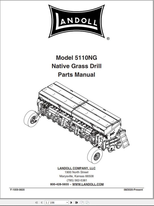 Landoll Native Grass Drill 5110NG Parts Manual F 1059 0820
