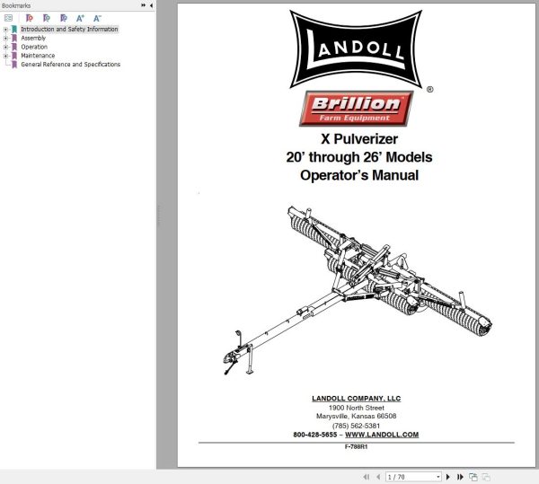 Landoll Pulverizer X20 Through X26 Operators Manual F 788R1
