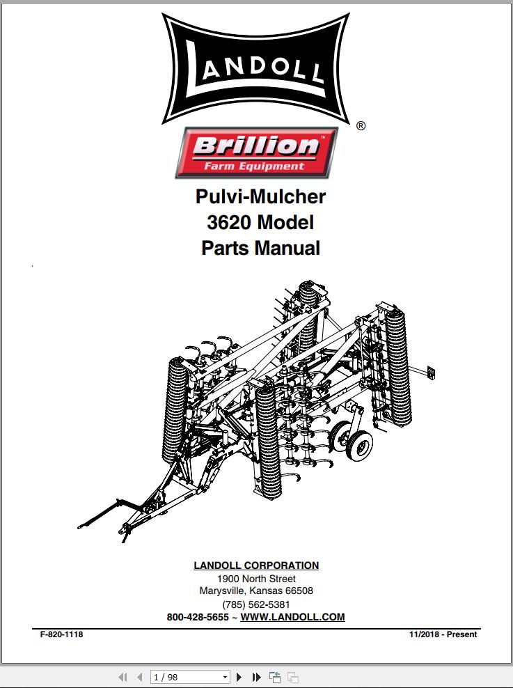 Landoll Pulvi Mulcher 3620 Parts Manual F 820 1118