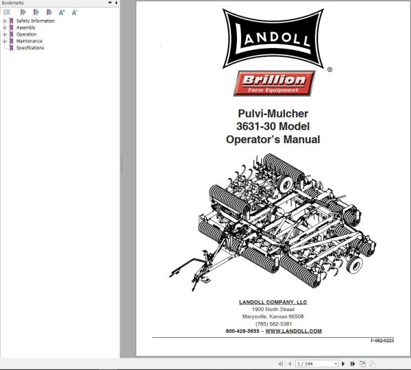 Landoll Pulvi Mulcher 3631 30 Operator’s Manual F 982 0223