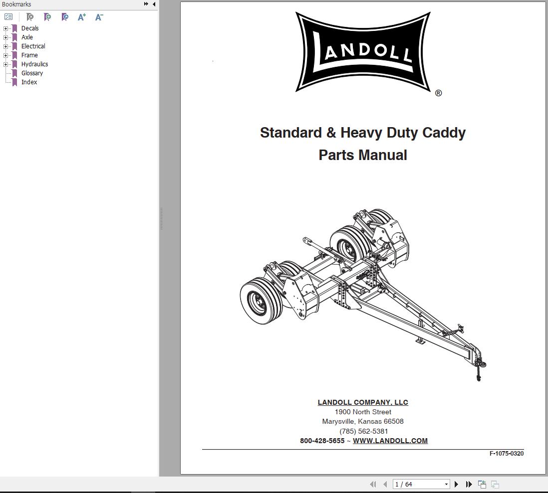 Landoll Standard Heavy Duty Caddy Parts Manual F 1075 0320