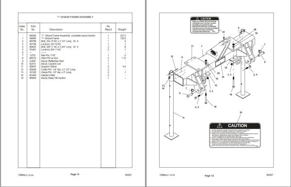 Landoll Subsoil Chisel Plow SCP 1 SCP 2 Parts Operator’s Manual 6K007 1