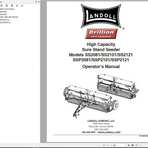 Landoll Sure Stand Seeder SS2081 to SSP2121 Operator’s Manual 1P126 0522