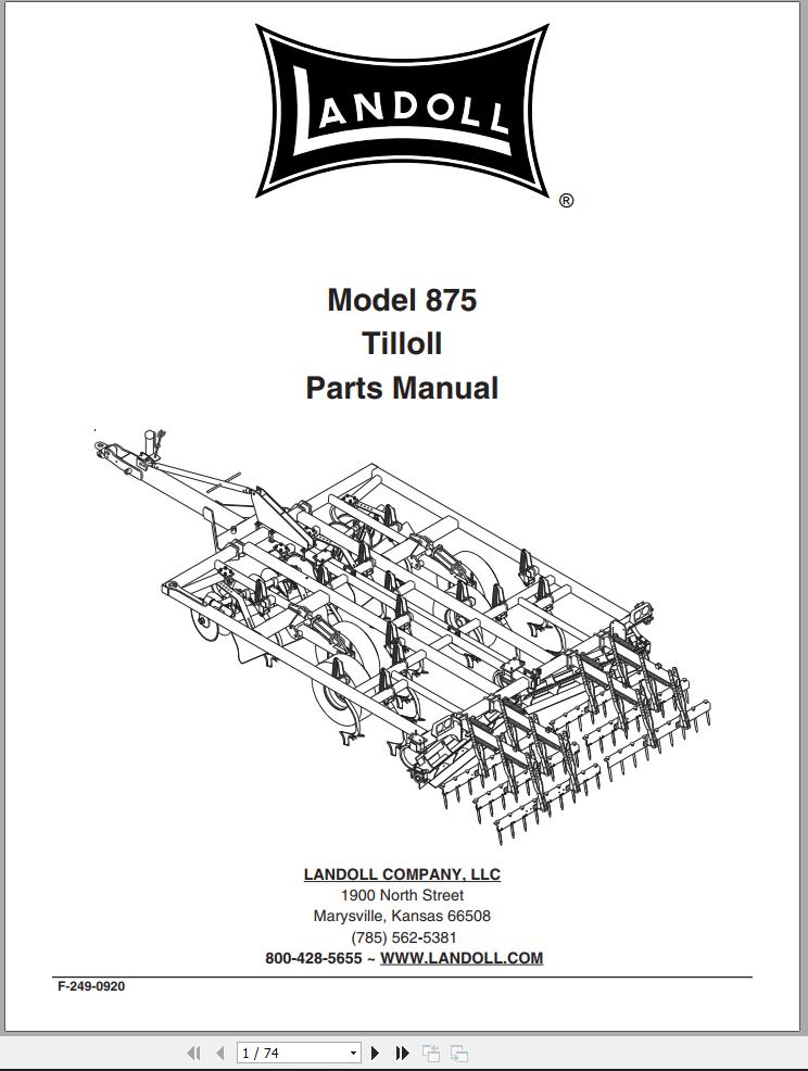 Landoll Tilloll 875 Parts Manual F 249 0920