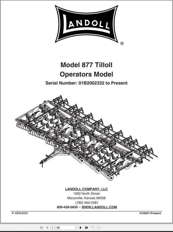 Landoll Tilloll 877 Operators Manual F 1072 0121